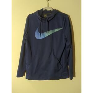 Mens Nike Dri Fit Navy Blue Hooded Sweatshirt Size Medium Multi Color Swoosh